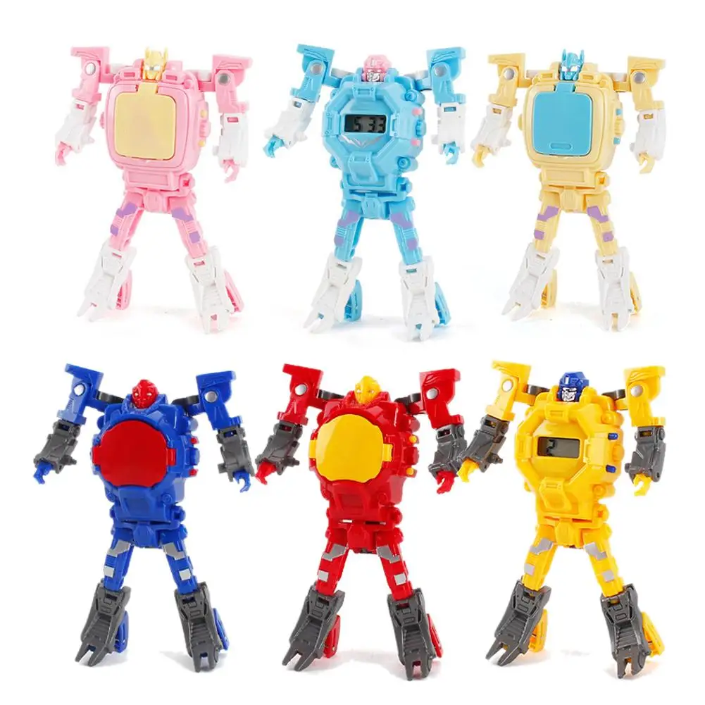 Робот трансформации наручные часы игрушка меха Электронные детские спортивные