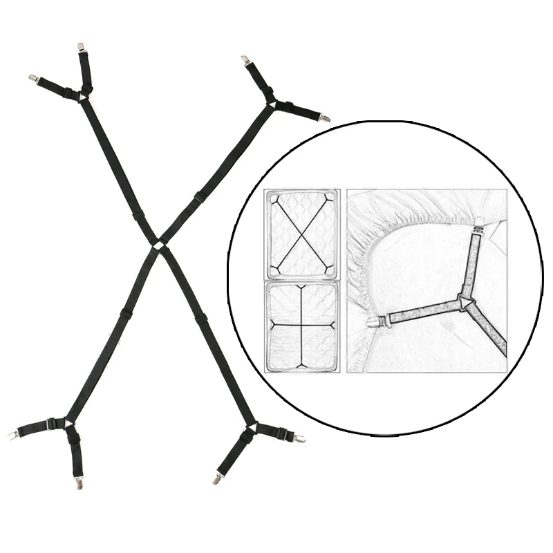 8 Heads Black (1Pcs) 4 шт. эластичные зажимы для простыни Регулируемый сверхмощный наматрасник одеяла Захваты Крепежный ремень фиксирующий нескользящий ремень 25 - Цвет: 8 Heads Black (1Pcs)