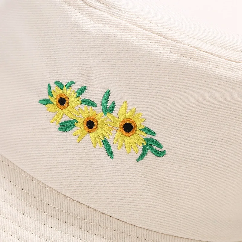 Панама с вышитыми цветами женская в японском стиле шапка рыбака летняя модная |