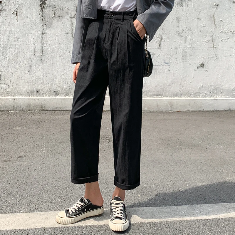 Женские хлопковые брюки-шаровары повседневные свободные штаны с высокой талией