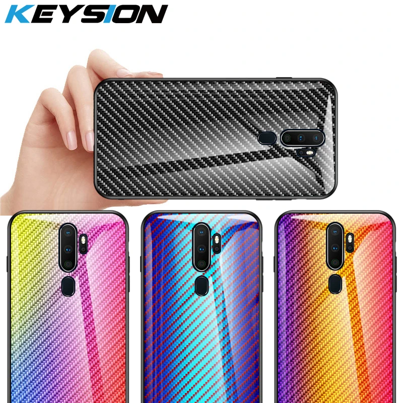 Чехол KEYSION из закаленного стекла для OPPO A9 2020 силиконовая задняя крышка