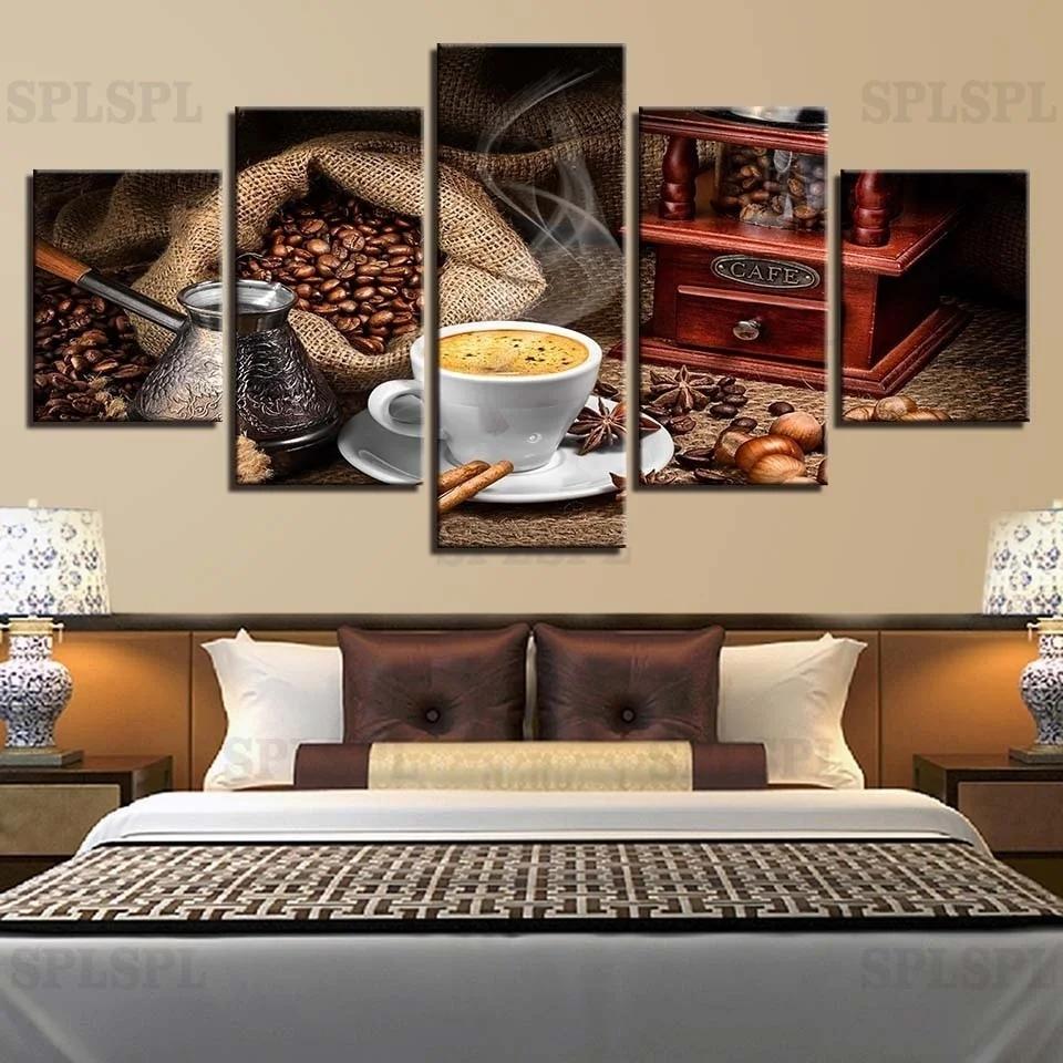 Картины на холсте картинки для Гостиная рамки 5 шт. Кофе художественной росписи