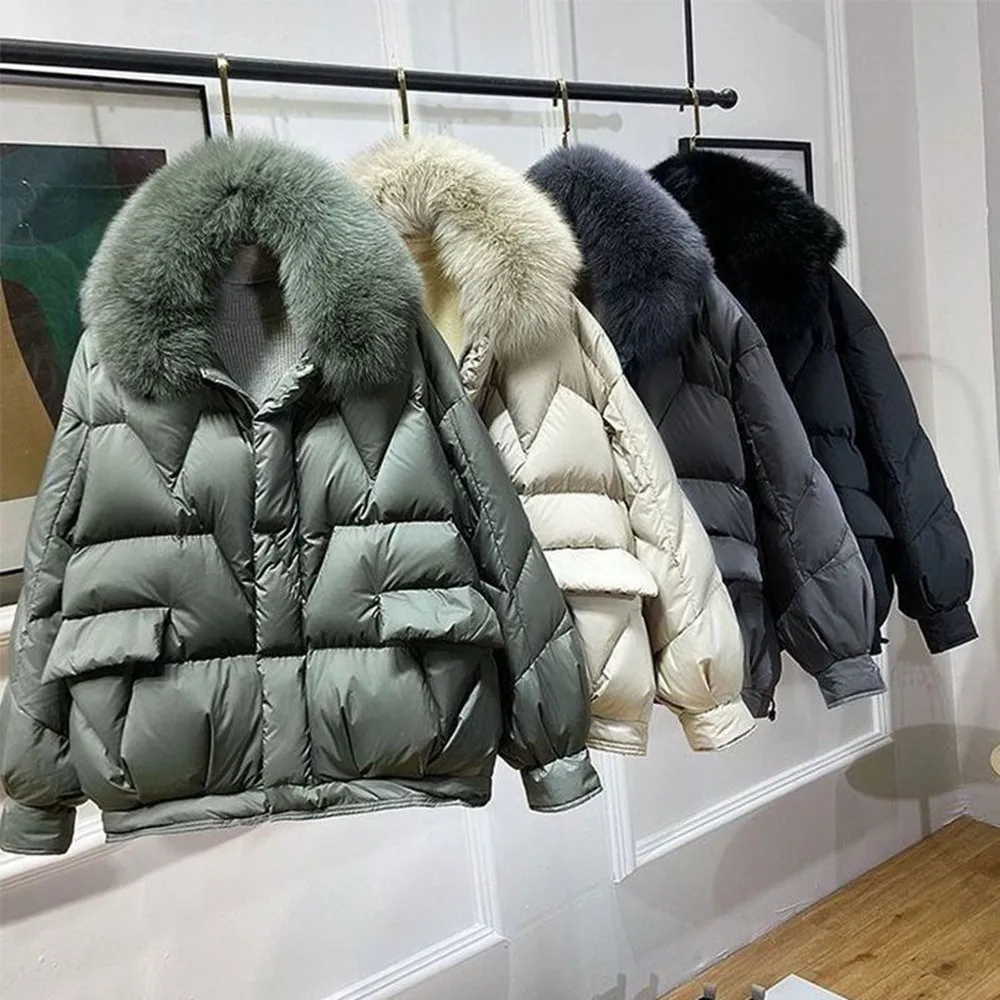 

Новинка, женский зимний пуховик Fdfklak, короткая Корейская куртка-пуховик, плотная теплая Женская одежда с воротником из искусственного меха ...