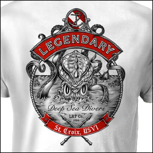 

Kraken Dive Amphibious style Mens White T-shirt ~ NEW! S M L XL 2XL 3XL 4XL 5XL