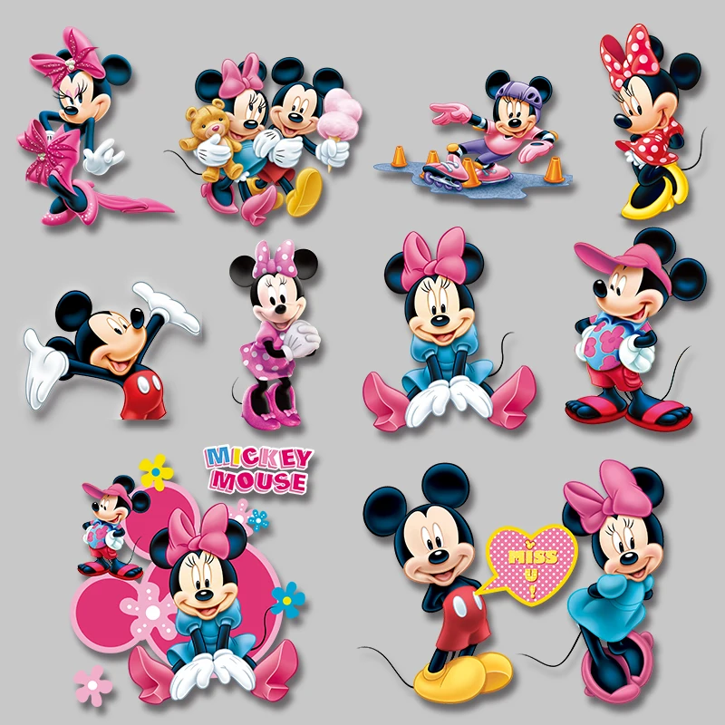 Minnie Mickey Disney Cartoon Classic image DIY Appliques Stickers on Clothes Heat Vinyl Ironing Stickers Decor