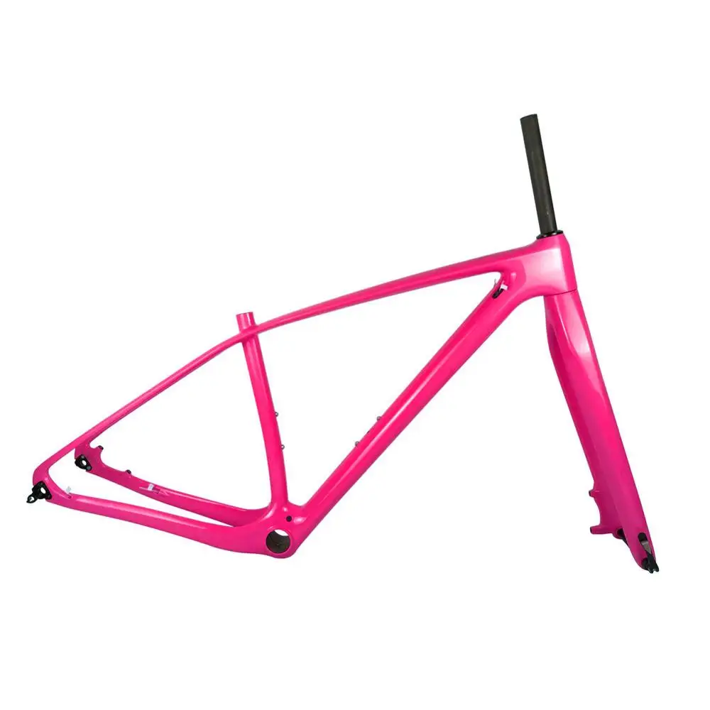Spcycle 29er горный велосипед с полностью карбоновой рамой для горного велосипеда и жесткими вилками 29er MTB велосипедный карбоновый каркасный мост 142*12 мм и 100*15 мм - Цвет: Pink Color