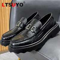 new mens casual leather shoes autumn and winter tooling shoes high end leather embossed leather shoesfashionable mens shoes