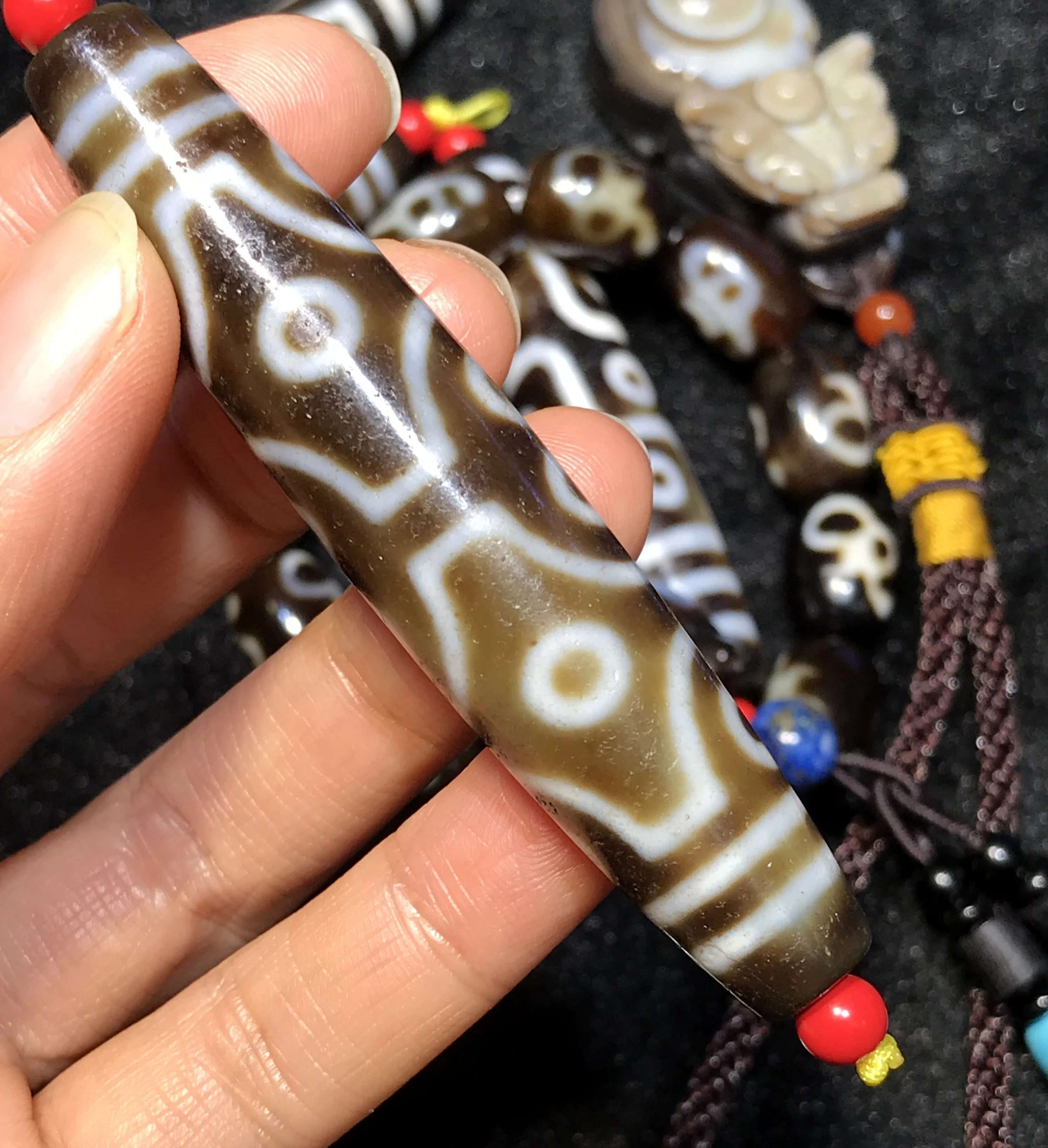 Energy Magic Tibetan old 12 Eye Long dZi Bead Totem Amulet 78MM | Украшения и аксессуары