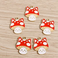 10pcs 2225mm cute enamel mushroon cat charms for diy making necklaces earrings pendants diy handmade jewelry crafts accessories