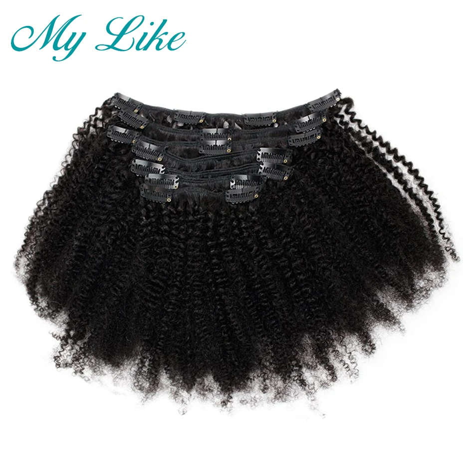 MyLike 4b 4c монгольские афро кудрявые вьющиеся волосы на заколке для наращивания