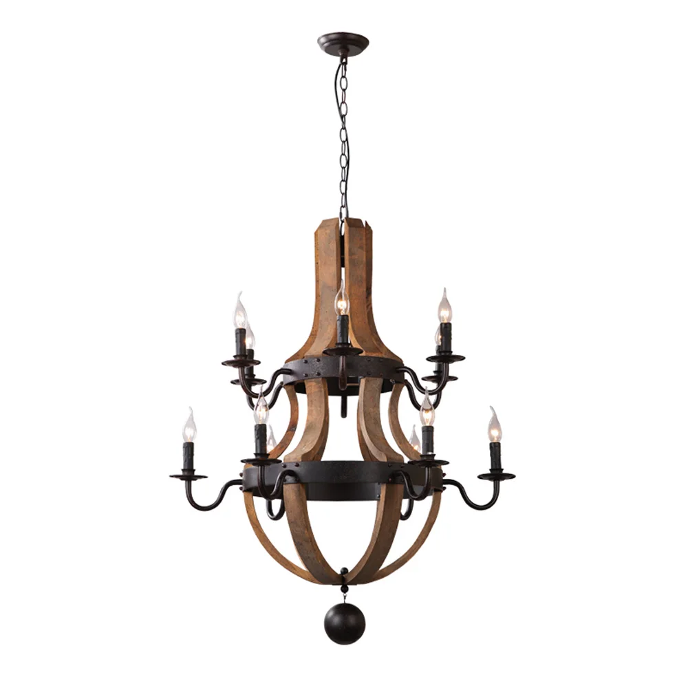 Ecolight Винтаж люстры 5 огни дерево люстра лампа Лофт свет Ретро свет D50* H60CM
