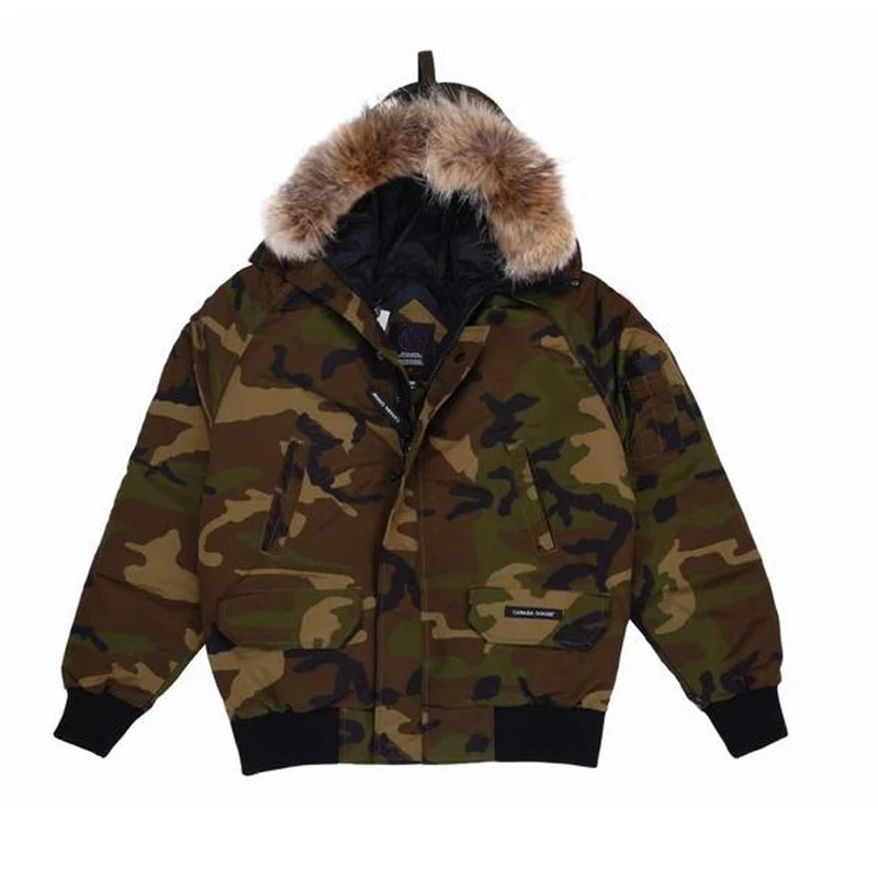 Classic Fashion Real Coyote Fur Winter Mens Canadian  Goose Down Jacket Outdoor Coat Wnd Waterproof