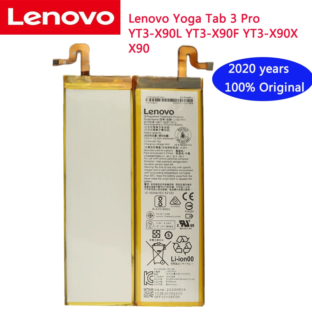 

2020 года, 100% оригинальный смартфон Lenovo Yoga Tab 3 Pro, Женская Стандартная фотография, 100% оригинальный аккумулятор 4000 мАч L15D1P31