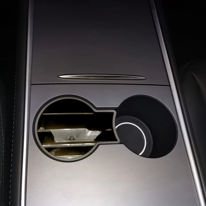 

for Tesla Model 3 2017-2020 Center Console Water Cup Holder Panel Storage Box Refit Holder Car Organized Car Interior