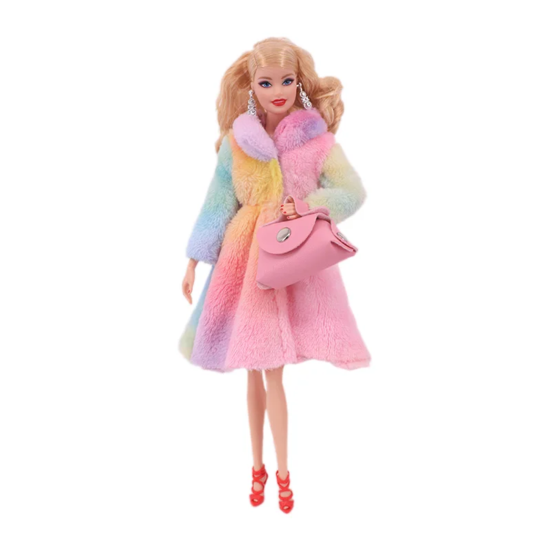 Одежда для куклы Барби платье меховое пальто свитер пижама юбка сумки аксессуары