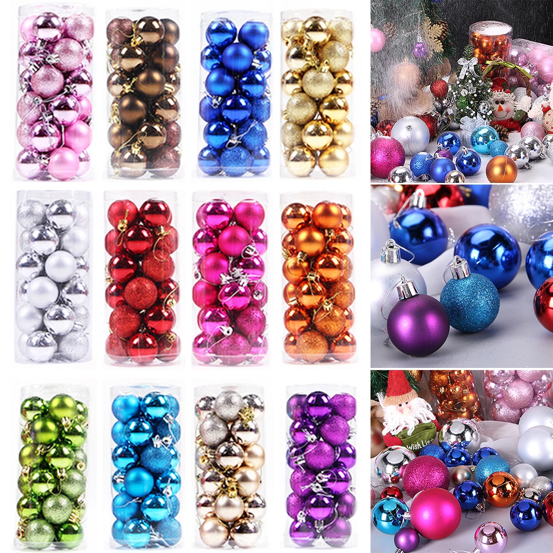 

24pcs Christmas Tree Balls 4cm-8cm Decorations Ball Baubles Xmas Party Hanging Balls Ornament Christmas Decoration For Home