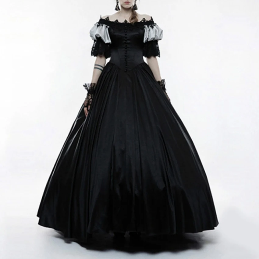 Женские костюмы на Хэллоуин средневековые кружевное большое платье с открытыми