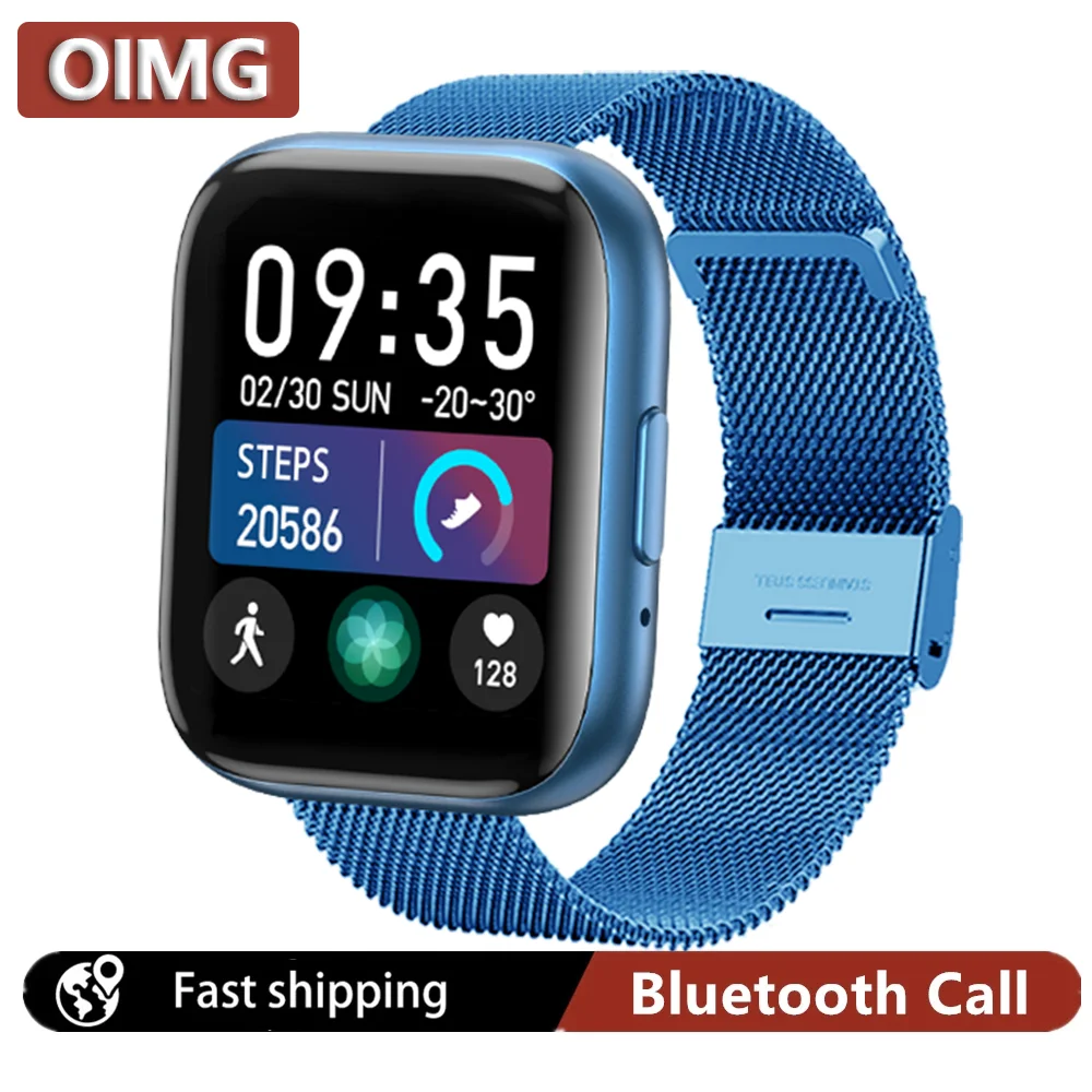 

OIMG 2021 Fashion Bluetooth Call Smart Watch Men Pedometer Watches Women Sport Fitness Heart Rate BP Smartwatch Supports Phone