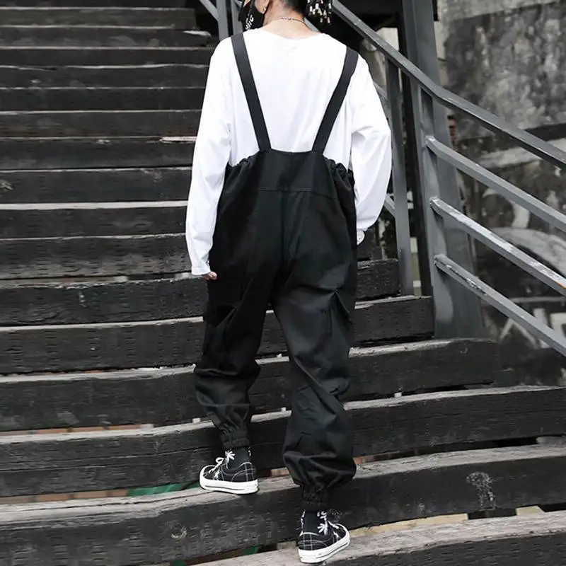 Men Jumpsuits Multi-Pockets 2021 Casual Cargo Overalls 5Xl Solid Color Loose Streetwear Fashion Bib Pants | Мужская одежда