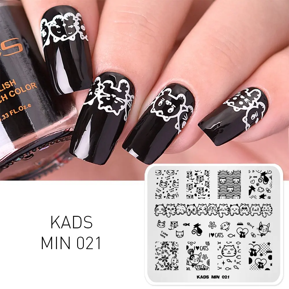 

KADS Новое поступление, пластина для стемпинга с милым мультяшным котом, художественный штамп с изображением для ногтей, маникюрная пластина,...