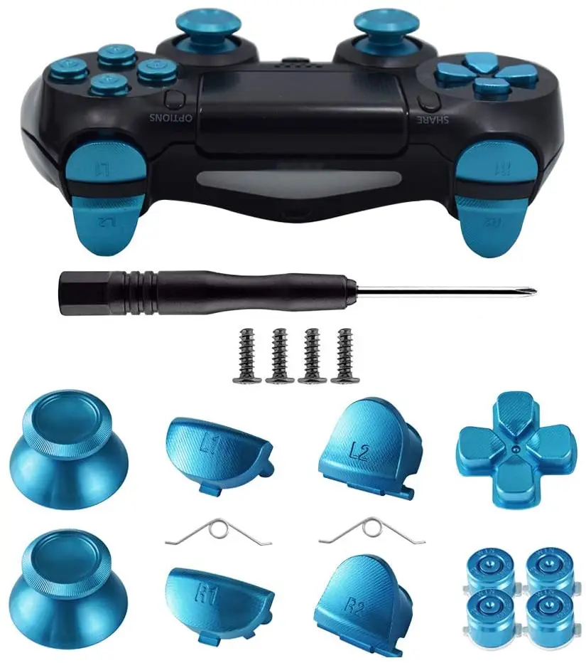 Металлические кнопки для DualShock 4 алюминиевые аналоговые стики пули и D-pad триггеры