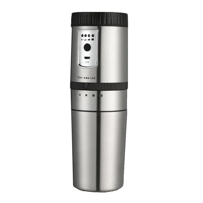 

HOT-Portable Coffee Maker, Mini Semi-Automatic Coffee Machine Compact Coffee Grinding Equipment Stainless Electric Chargeable Es