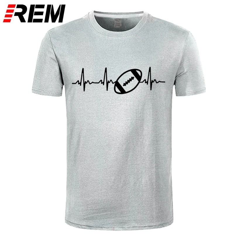 Мужская футболка с коротким рукавом REM Heartbeat of American footballer хлопковая Футболка Rugbyer
