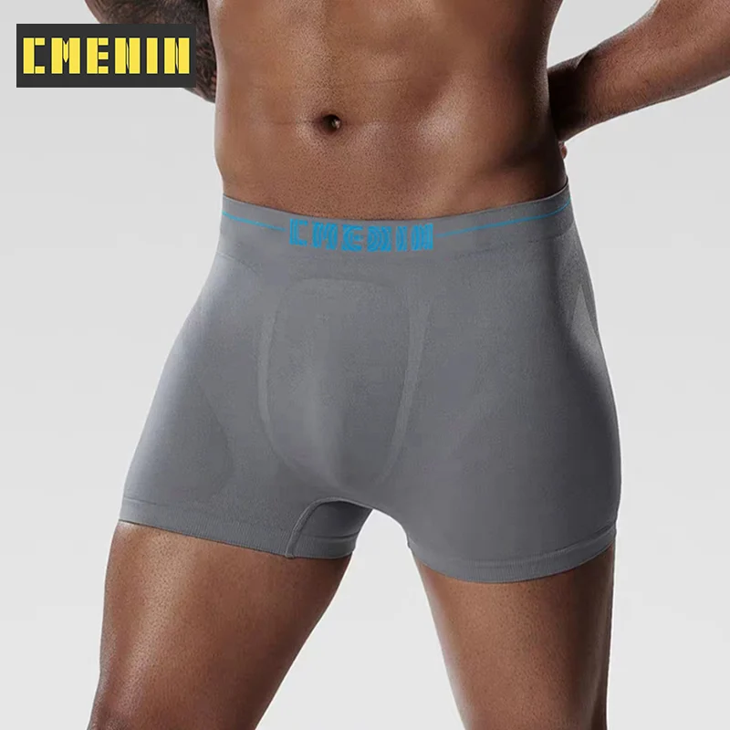 Мужские дышащие трусы-боксеры прозрачные бесшовные хлопковые с логотипом CM001 |