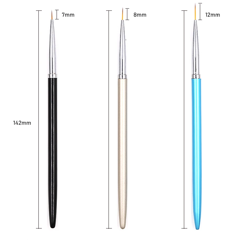 Кисть для дизайна ногтей 3 шт./компл. Хрустальная акриловая тонкая ручка-лайнер