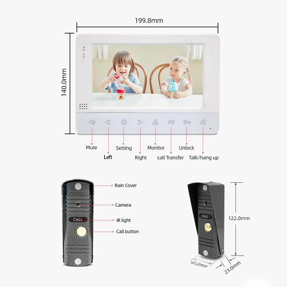 Новый видеодомофон Joytimer 1200TVL видеозвонок камера для квартиры 7-дюймовый монитор