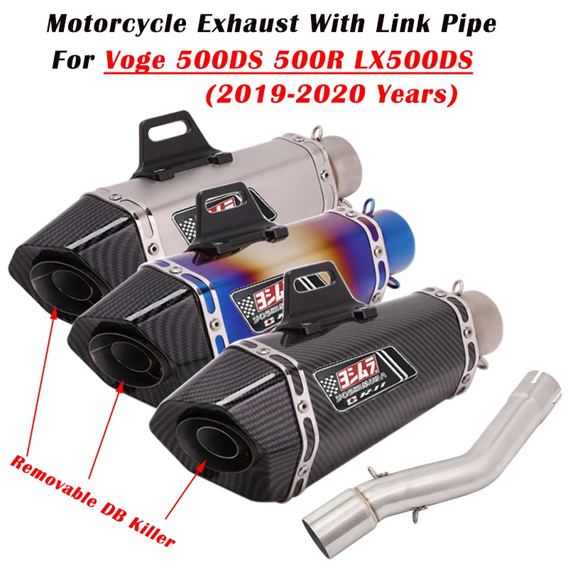 Slip On For Voge 500DS 500R LX500DS 2019 2020 Motorcycle Exhaust Escape Modify Yoshimura Muffler With Mid Link Pipe  DB Killer