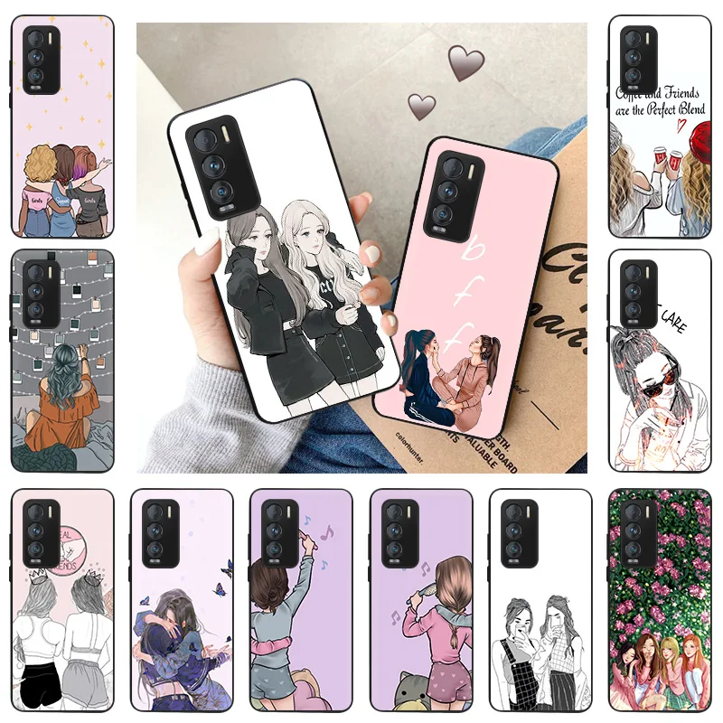 Милые девушки лучшие друзья навсегда черные мягкие фотообои для Realme 8 6 7 X7 Pro GT Neo V13