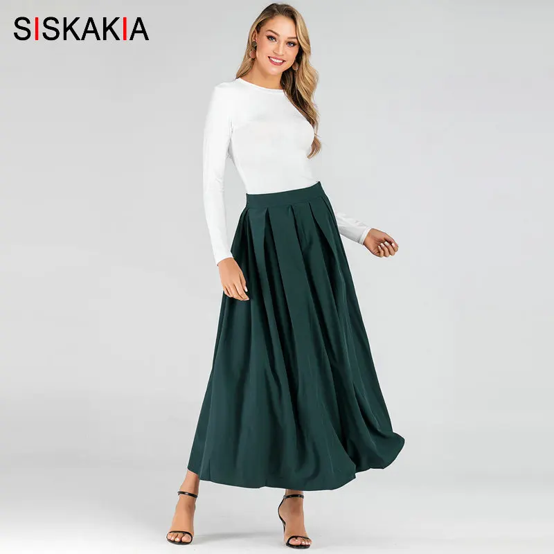 Женская юбка макси Siskakia длинная драпированная однотонная плиссированная