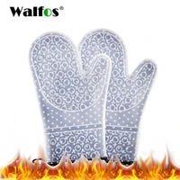 walfos one piece oven mitts 1 piece silicone and cotton double layer heat resistant gloves silicone bbq gloves kitchen glove