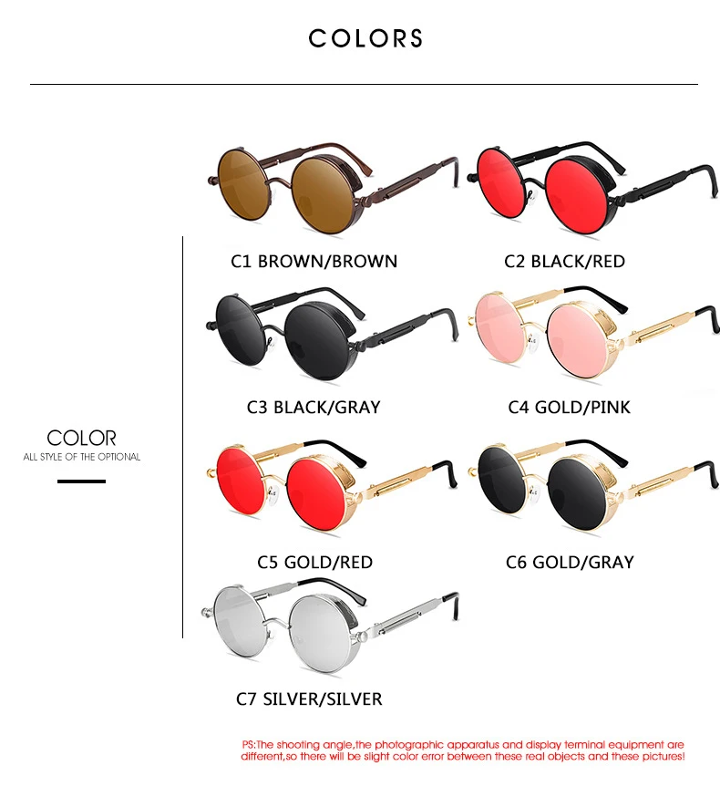 

UV400 Retro Round Metal Frame Colorful Lens Gafas De Sol Vintage Glasses Women Sunglasses for Men Occhiali Da Sole Donna Gafas