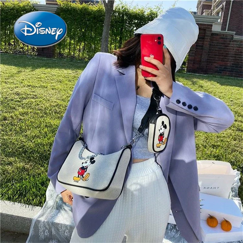 

Disney Mickey Cartoon Woman Shoulder Bag Fashion Girl Handbag Tote Bag Shopping Bag 2021 Female Bag Trend Luxury Female Bag
