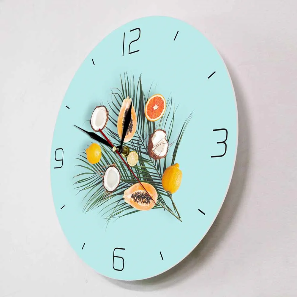 Фрукты и Пальмовые Листья на пастельно-голубом фоне новая Скандинавская Мода