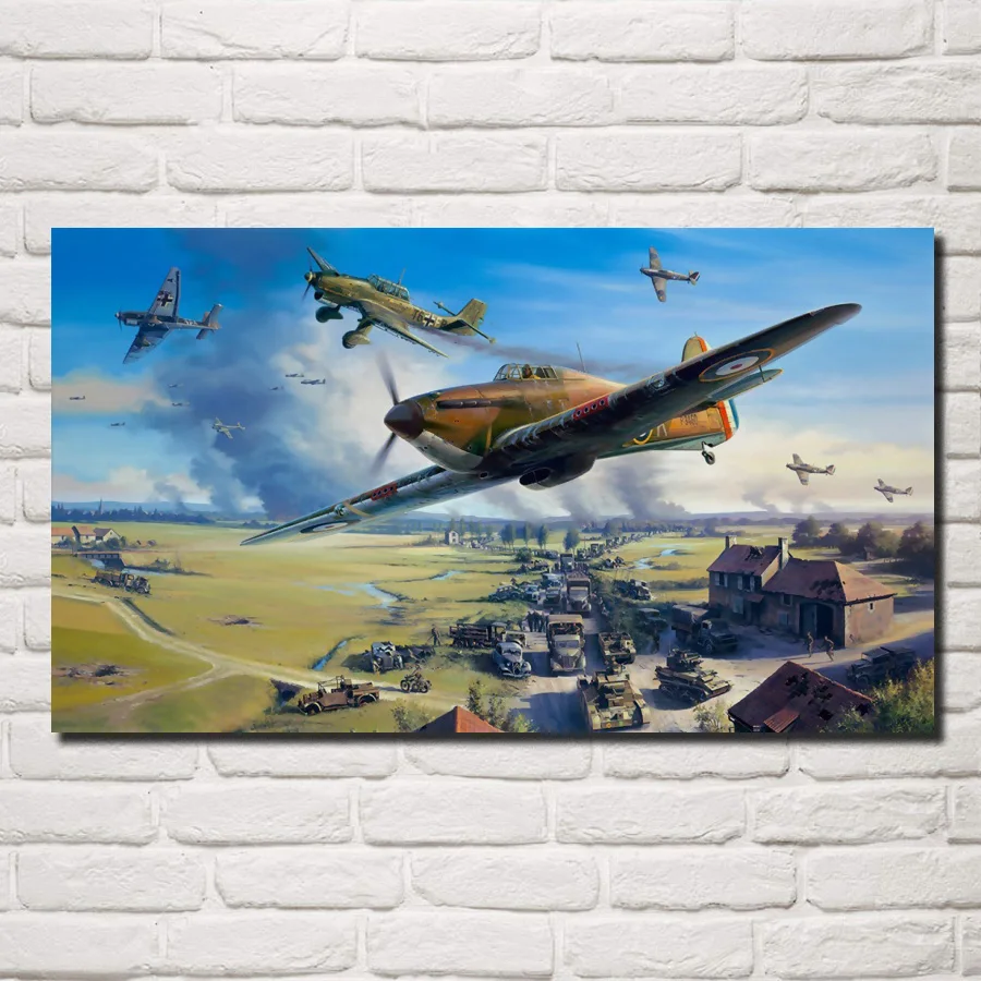 

aircraft battle Hawker Hurricane Ju 87 Dunkerque fabric posters on the wall picture home art living room decoration MD922