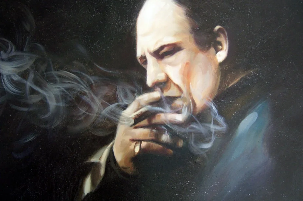 100% ручная работа Tony Soprano картина маслом 28x16 без рамки Sopranos Godfather Goodfellas