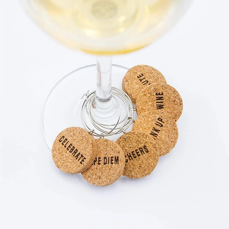 

6Pcs Cork Wine Glass Charms Rings Wire Rings Hoops DIY Marker With Wire Hoop Drink Sign Goblet Wine Labeling Supplies For Party