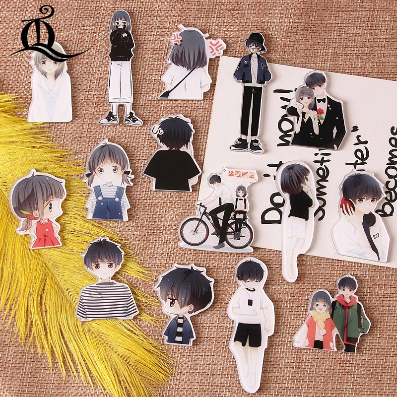 1 шт. для мальчиков и девочек Акриловые Броши мультфильм влюбленные рюкзак