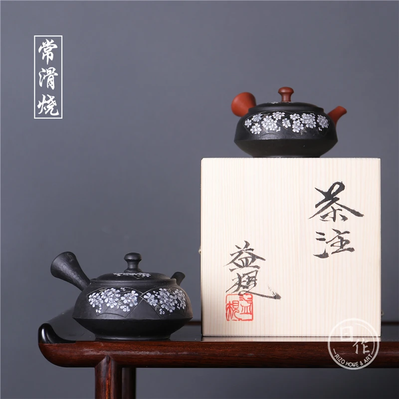

Japan often make ceramic POTS slide master burning village Tian Yigui kiln manually fan ying side carving the teapot