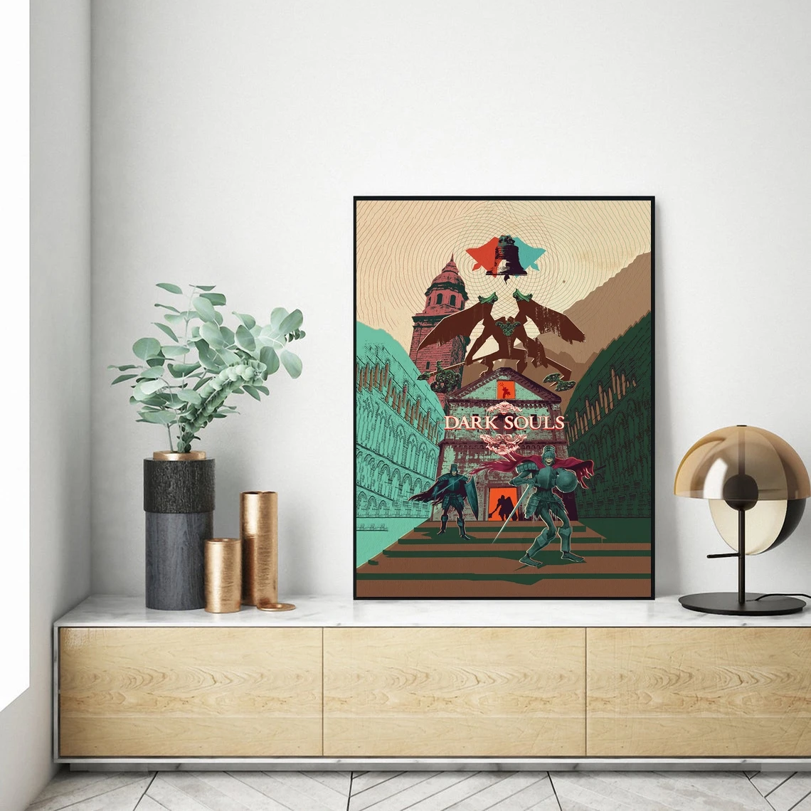 Плакат с изображением темных душ плакат замка солдата босса альтернативный