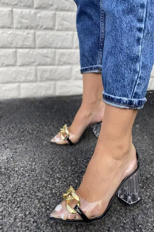 

TUGBA Women Ring Chain Detailed Heels Shoes