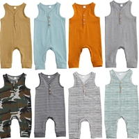 0 12m infant summer romper toddler baby boy girl sleeveless striped camoufalge printed solid 8colors jumpsuit outfit