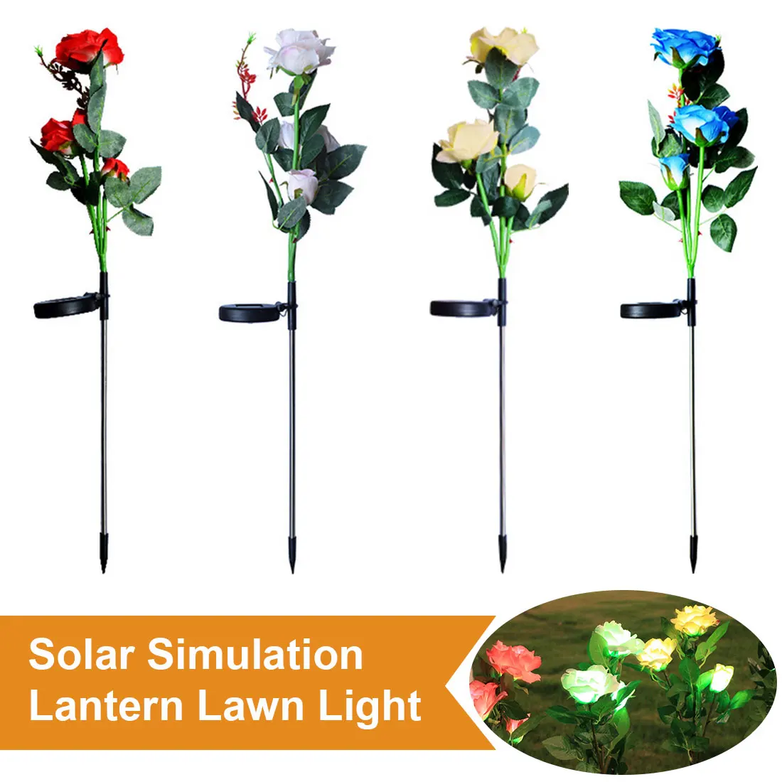 

Solar Flower Light Rose Flower Lamp Led Solar Light For Garden Decoration Waterproof Outdoor Landscape Lawn Lamp For Patio Yard