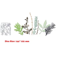 new metal christmas plants branch pine tree leaf stems cutting dies for 2021 scrapbooking winter stencils card making