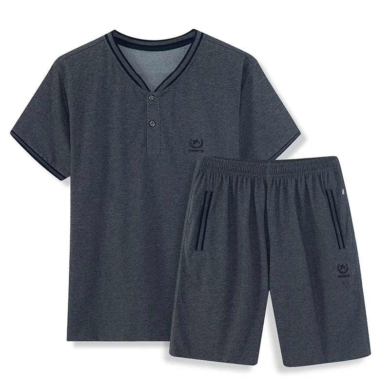 

Summer 2021 new men's Plus Size V-neck short sleeve shorts sportswear