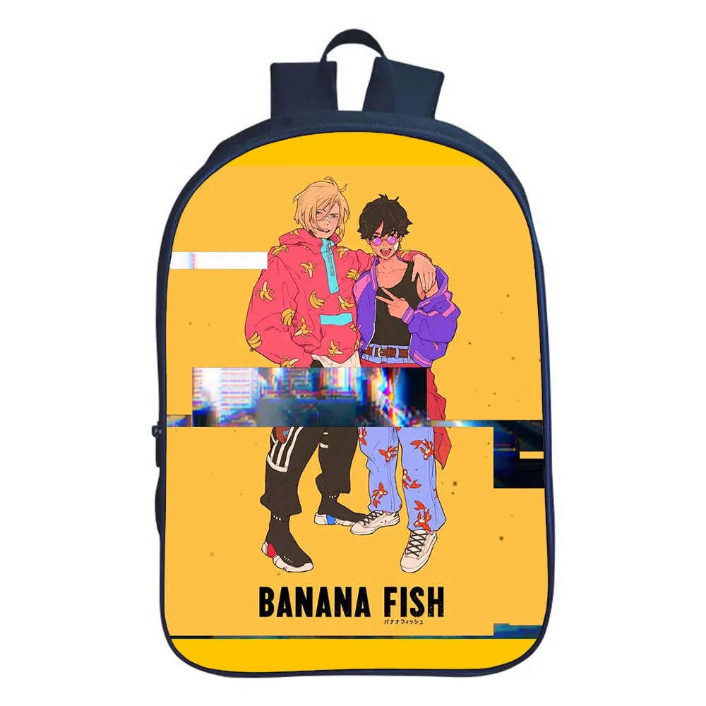 

Banana fish New backpack boys girls bag Double-layer backpack teen schoolbag Unisex bag rucksack mochila. Support custom logo