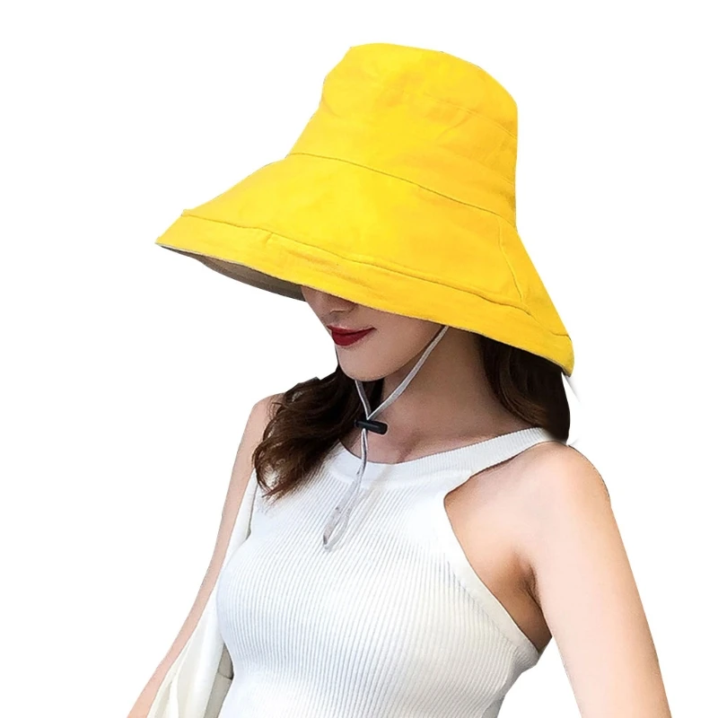 

Women Summer Sun Hat Double-sided Color Matching Big-edge Wide Brim UV Protection Visor Vacation Travel Fisherman Cap